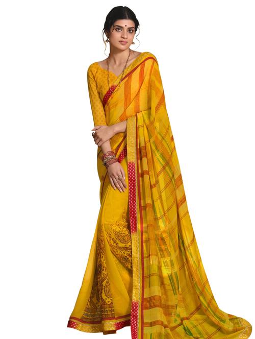abstract printed saree with blouse - 17559600 - Very Small Image - 1