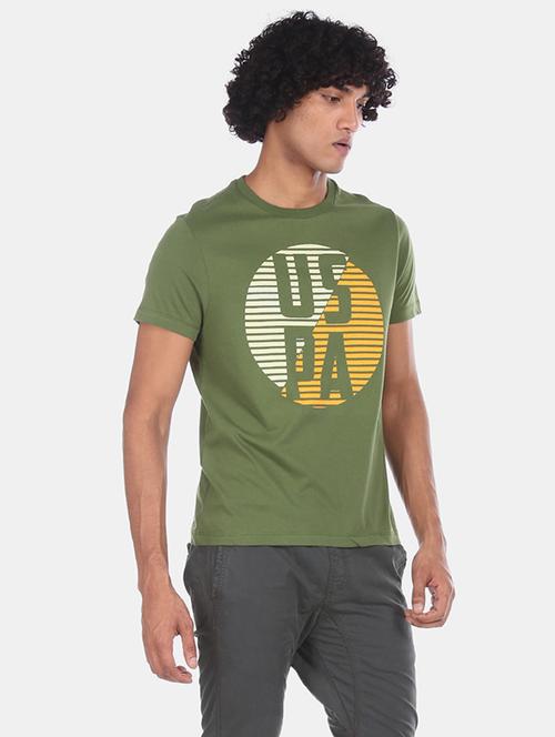 olive green printed t-shirt - 17559633 - Very Small Image - 1