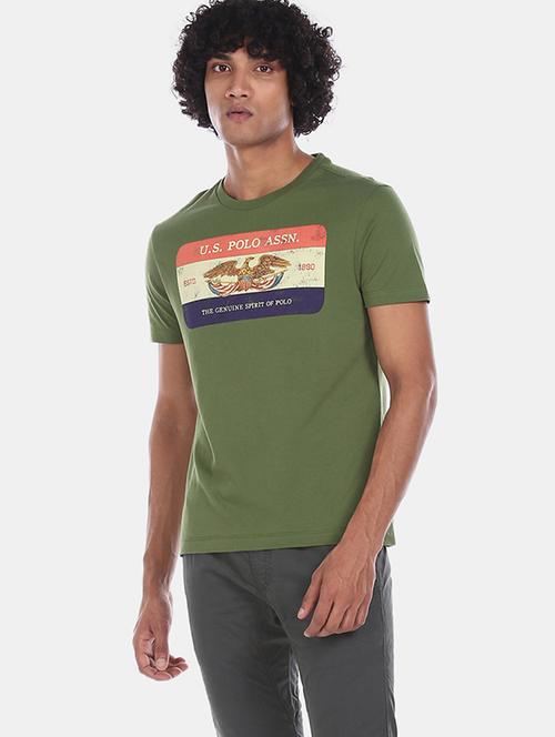 olive green printed t-shirt - 17559644 - Very Small Image - 1