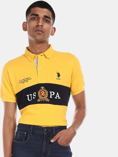 yellow printed cut & sew collared t-shirt - 17559661 - Very Small Image - 1