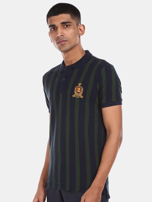 navy blue striped polo t-shirt - 17559699 - Very Small Image - 1
