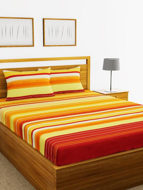 bianca 180tc satin-twill 100% cotton xl-king-size double bedsheet with 2 pillow cover - heavy & soft fabric -3pc set- (callista) - 17559712 - Very Small Image - 1