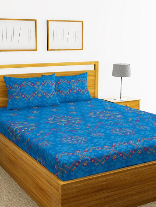 bianca 180tc satin-twill 100% cotton xl-king-size double bedsheet with 2 pillow cover - heavy & soft fabric -3pc set- (callista) - 17559719 - Very Small Image - 1