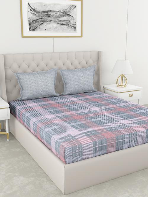 bianca 210tc satin 100% cotton king-size double bedsheet with 2 pillow cover - double-mercerized finish -3pc set- (chantal) - 17559725 - Very Small Image - 1