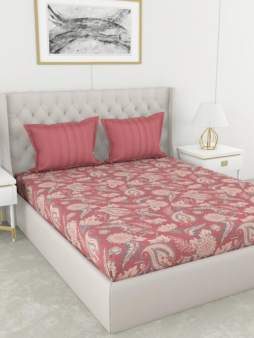 bianca 210tc satin 100% cotton king-size double bedsheet with 2 pillow cover - double-mercerized finish -3pc set- (chantal) - 17559728 - Very Small Image - 1