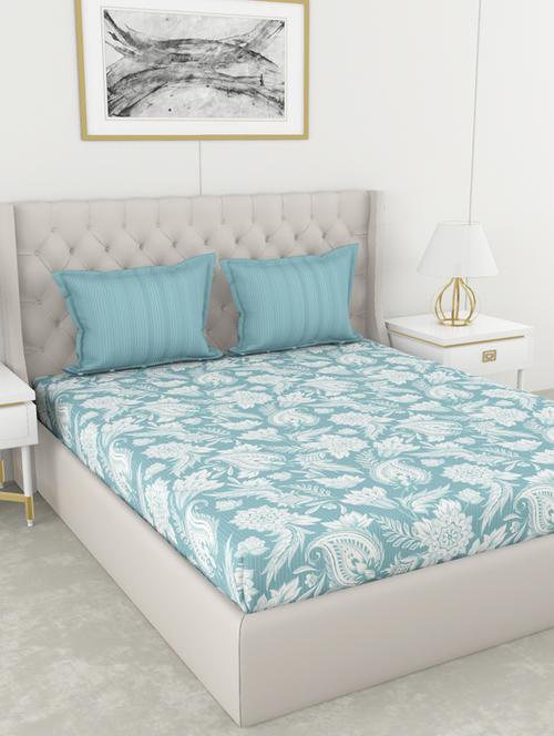bianca 210tc satin 100% cotton king-size double bedsheet with 2 pillow cover - double-mercerized finish -3pc set- (chantal) - 17559729 - Very Small Image - 1