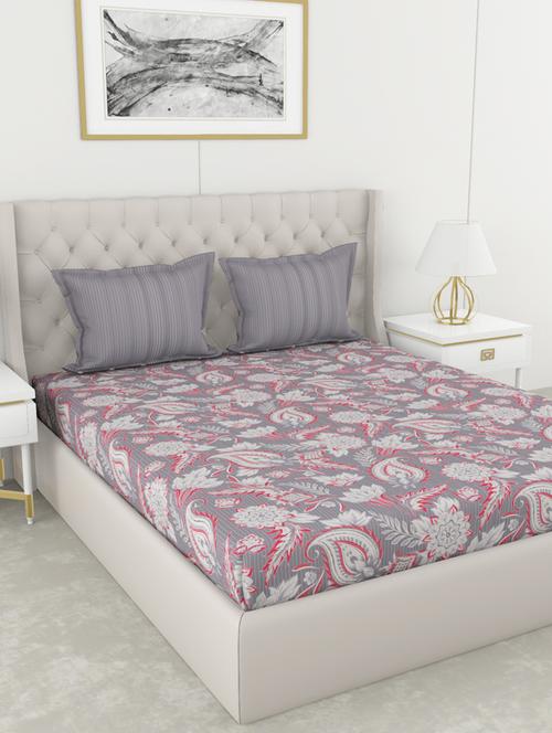 bianca 210tc satin 100% cotton king-size double bedsheet with 2 pillow cover - double-mercerized finish -3pc set- (chantal) - 17559730 - Very Small Image - 1