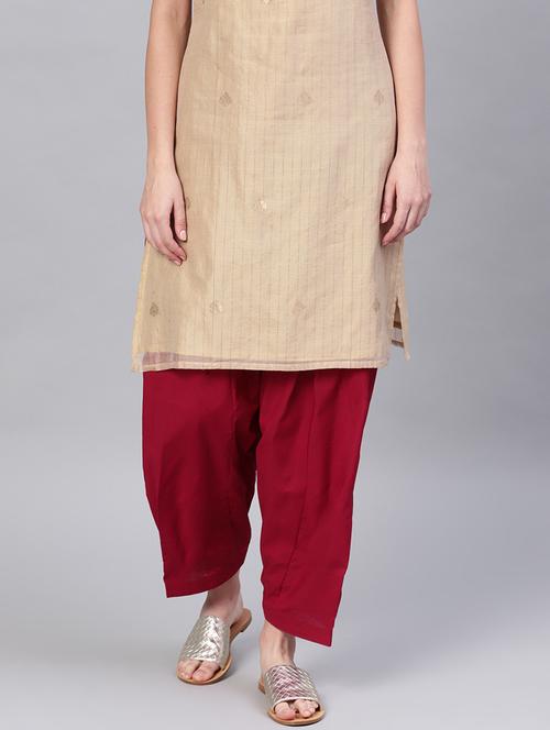 red cotton straight salwars - 17559759 - Very Small Image - 1