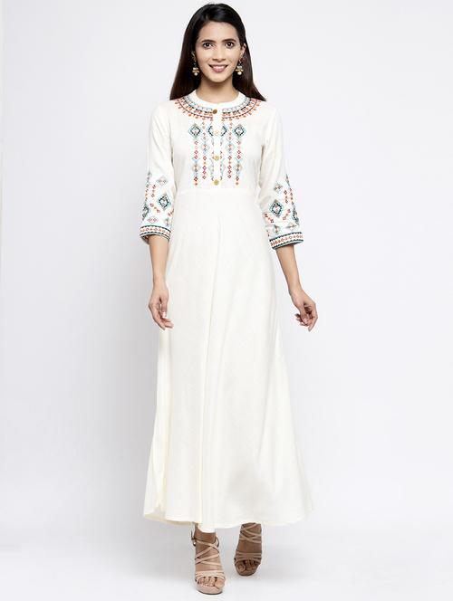 embroidered flared kurta - 17559957 - Very Small Image - 1