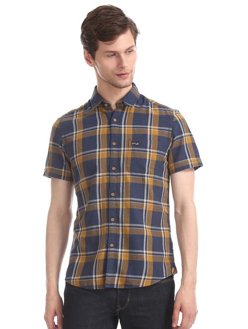 blue checkered casual shirt - 17560824 - Very Small Image - 1