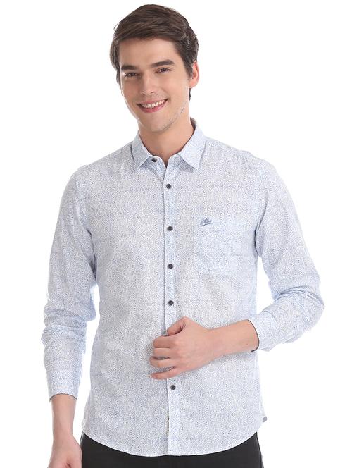 light blue printed casual shirt - 17560875 - Very Small Image - 1