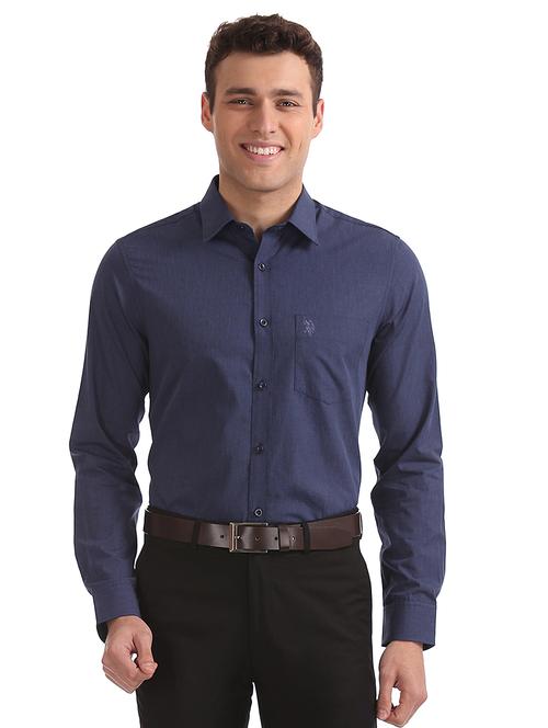 navy blue solid formal shirt - 17561190 - Very Small Image - 1