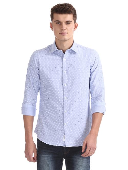 light blue printed casual shirt - 17561649 - Very Small Image - 1