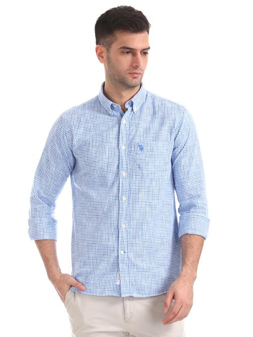 blue checkered casual shirt - 17561701 - Very Small Image - 1
