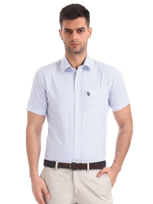blue printed casual shirt - 17561714 - Very Small Image - 1