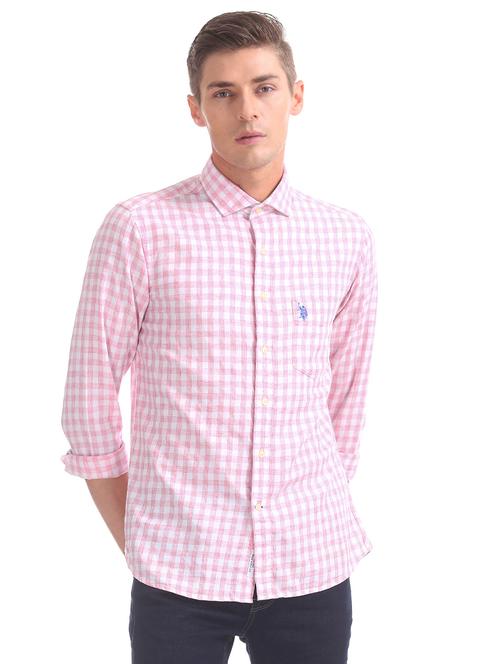blue checkered casual shirt - 17561722 - Very Small Image - 1