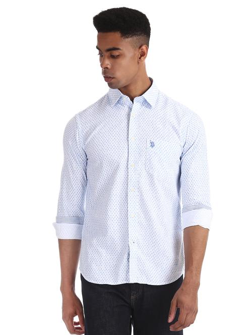 white printed casual shirt - 17561822 - Very Small Image - 1