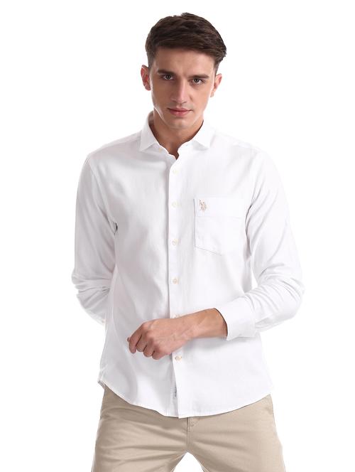 white solid casual shirt - 17561856 - Very Small Image - 1