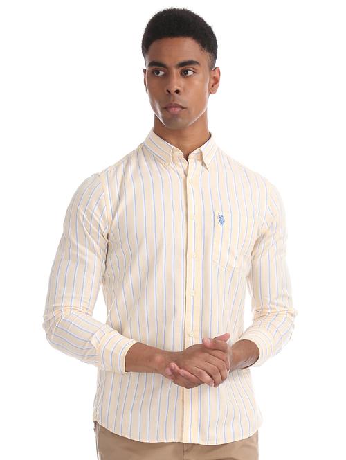 yellow striped casual shirt - 17561879 - Very Small Image - 1