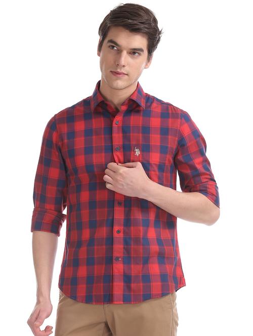 red checkered casual shirt - 17561933 - Very Small Image - 1
