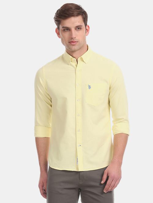yellow solid casual shirt - 17561947 - Very Small Image - 1