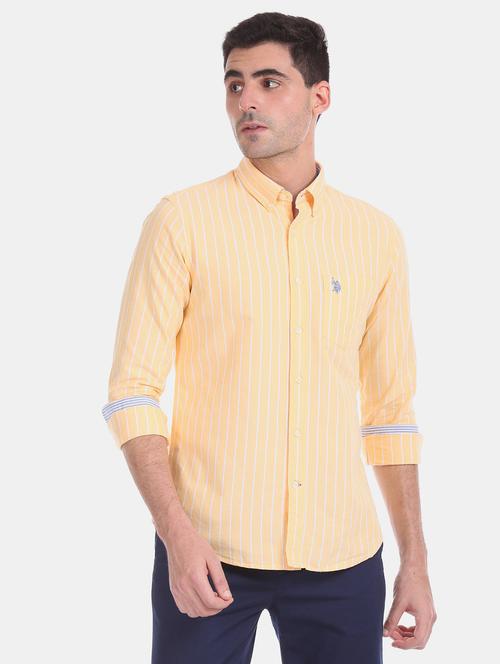 yellow striped casual shirt - 17561949 - Very Small Image - 1