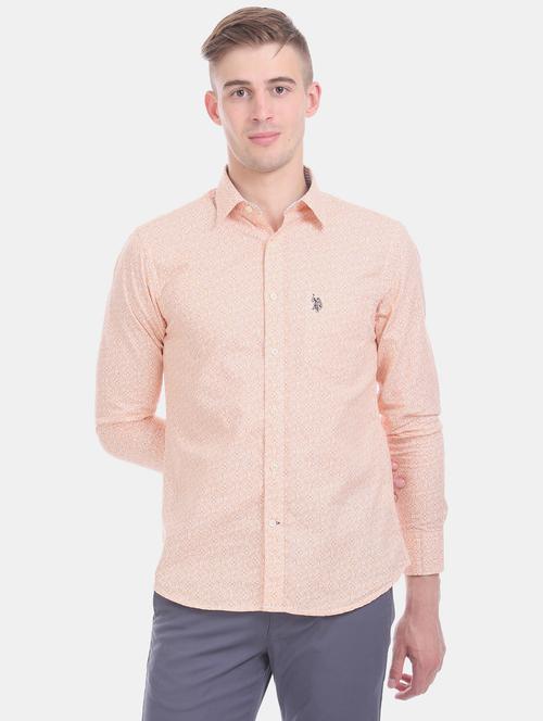 orange printed casual shirt - 17561959 - Very Small Image - 1