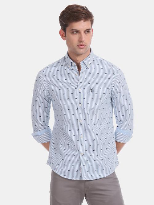 light blue striped casual shirt - 17561999 - Very Small Image - 1