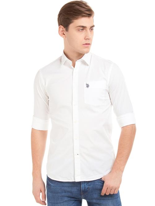 white solid casual shirt - 17562140 - Very Small Image - 1