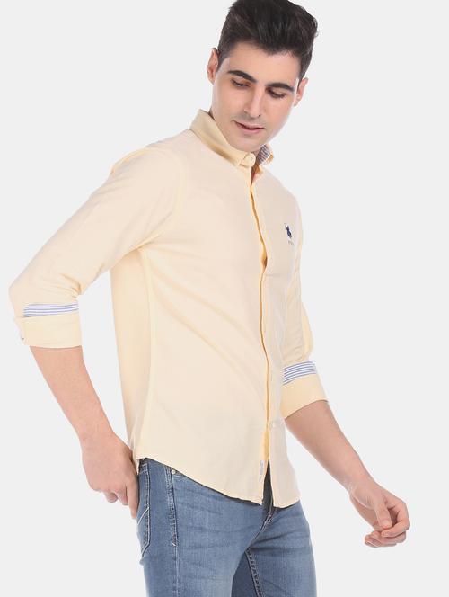 yellow solid casual shirt - 17562223 - Very Small Image - 1