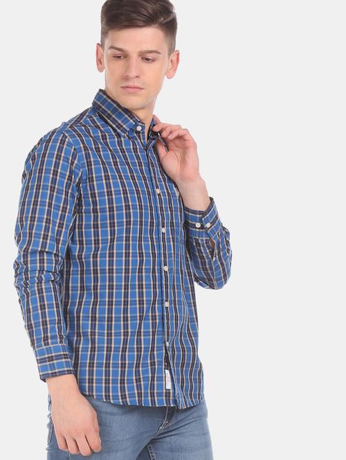 blue checkered casual shirt - 17562270 - Very Small Image - 1