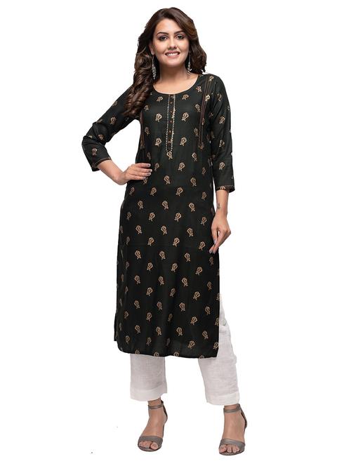 gold print straight kurta - 17562534 - Very Small Image - 1