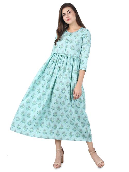 floral print flared ethnic dress - 17562535 - Very Small Image - 1