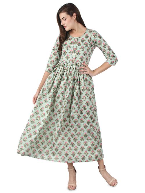 floral print flared ethnic dress - 17562537 - Very Small Image - 1