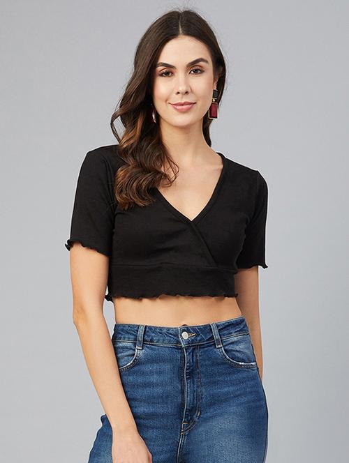 overlap neck crop top - 17562562 - Very Small Image - 1