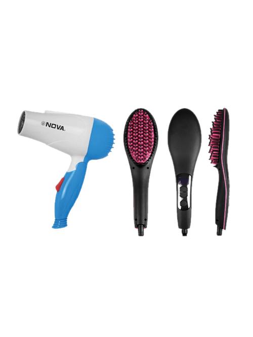 nova combo of 1000w hair dryer & simply straight hair brush with lcd display - 17562565 - Very Small Image - 1