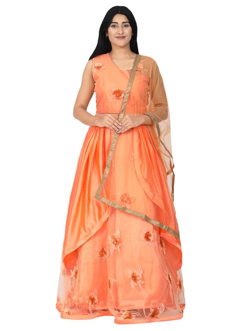 embroidered net flared gown - 17562571 - Very Small Image - 1