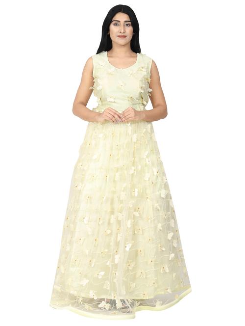 embroidered net flared gown - 17562581 - Very Small Image - 1