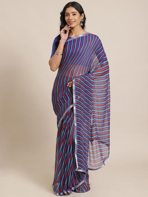leheriya printed saree with blouse - 17562924 - Very Small Image - 1