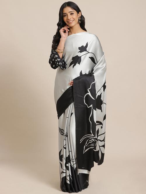 floral printed saree with blouse - 17562950 - Very Small Image - 1