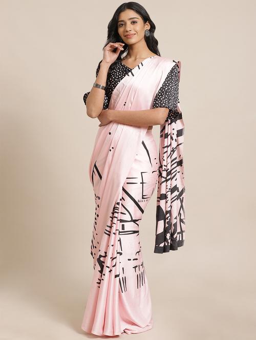 abstract printed saree with blouse - 17562955 - Very Small Image - 1