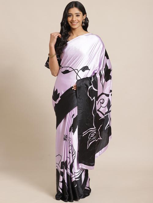 floral printed saree with blouse - 17562999 - Very Small Image - 1