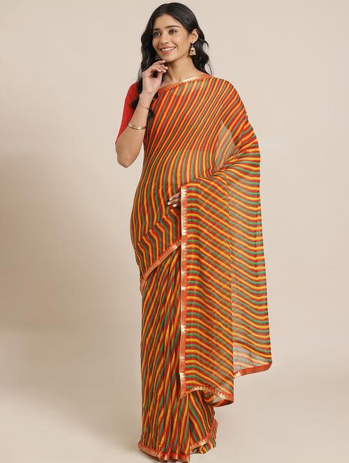 leheriya printed saree with blouse - 17563005 - Very Small Image - 1
