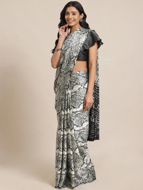 animal printed saree with blouse - 17563012 - Very Small Image - 1