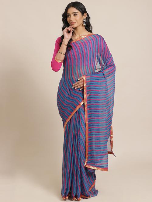 leheriya printed saree with blouse - 17563021 - Very Small Image - 1