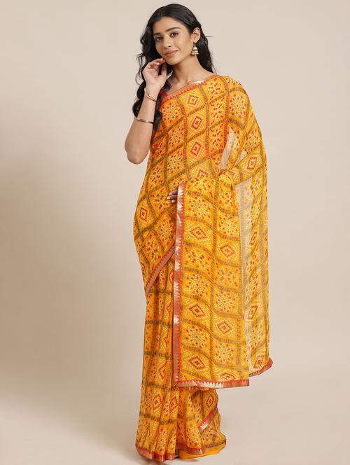 bandhani printed saree with blouse - 17563026 - Very Small Image - 1