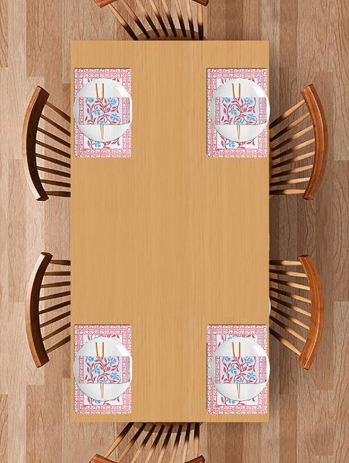 texstylers block printed pure cotton jaipuri print mat and napkin set(4 mat and 4 napkins) - 17563253 - Very Small Image - 1