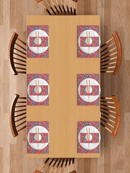 texstylers block printed pure cotton jaipuri print mat and napkin set(6 mat and 6 napkins) - 17563261 - Very Small Image - 1