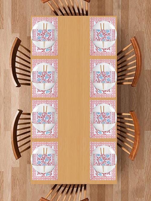 texstylers block printed pure cotton jaipuri print mat and napkin set(8 mat and 8 napkins) - 17563279 - Very Small Image - 1