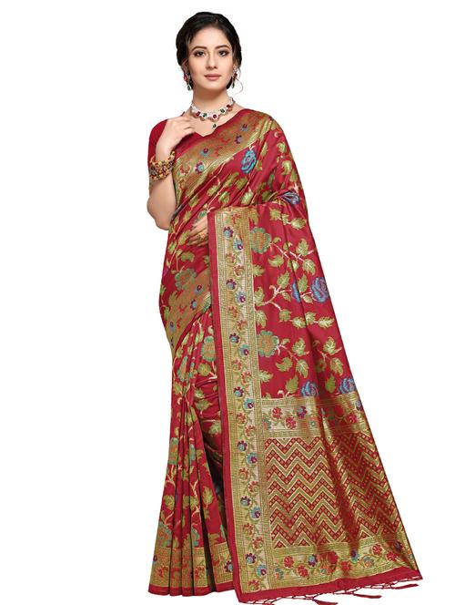 jacquard banarasi saree with blouse - 17563468 - Very Small Image - 1